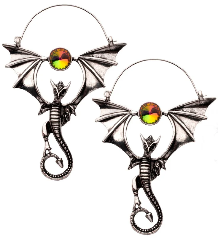 silver bar earrings for minimalist elegance -Flying Dragon Black Aurora CZ Stainless Steel Plug Hoops