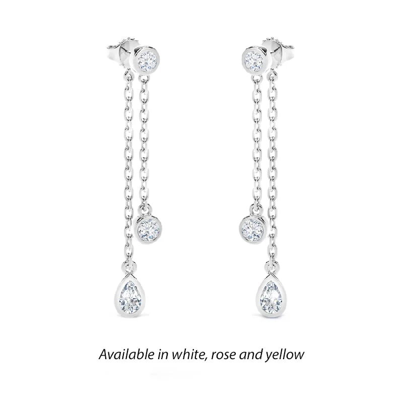 sparkling crystal studs for sophisticated glamour -Forevermark Tribute™ Round and Pear Diamond Drop Earrings