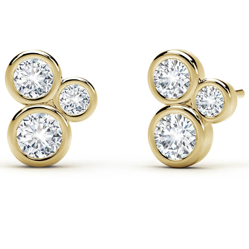 luxury pearl earrings for elegant occasions -Forevermark Tribute™ Round Diamond 3 Bezel Stud Earrings