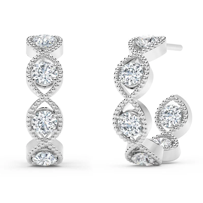 chic gold ear cuffs for stylish accents -Forevermark Tribute™ Round Diamond Bezel Hoop Earrings