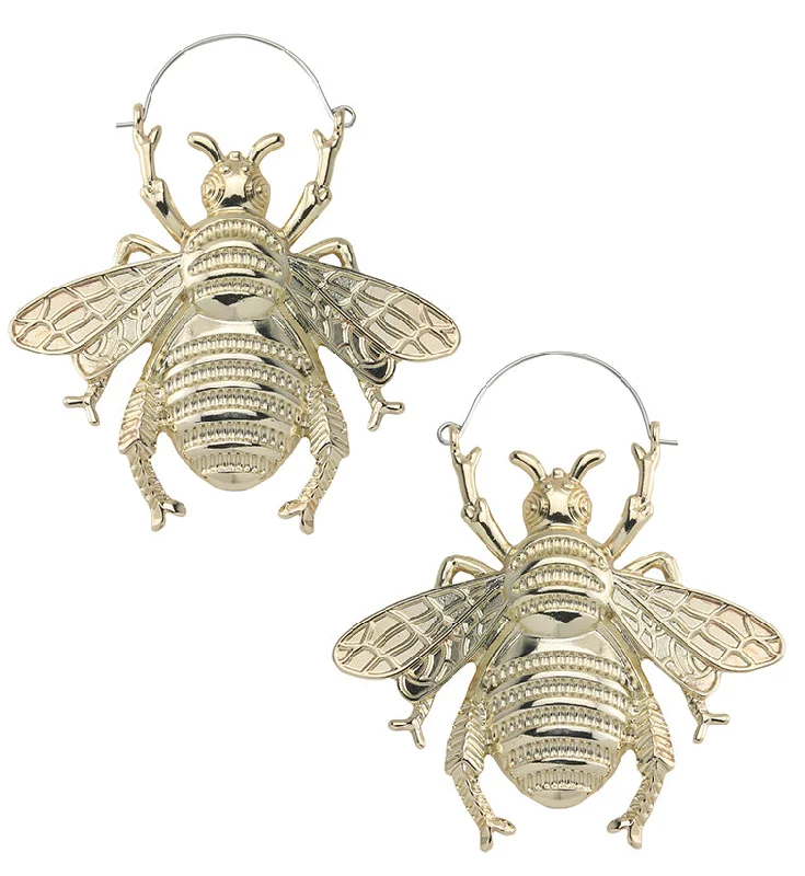 minimal silver hoop earrings for effortless elegance -Gold PVD Bumblebee Plug Hoops