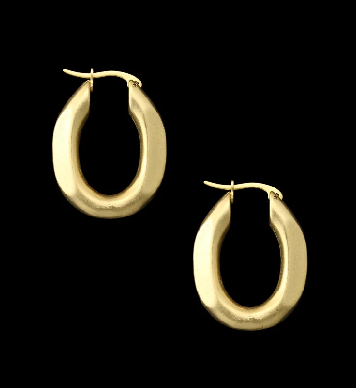 playful smiley face earrings for quirky fun -Gold PVD Faceted Stainless Steel Hoop Earrings