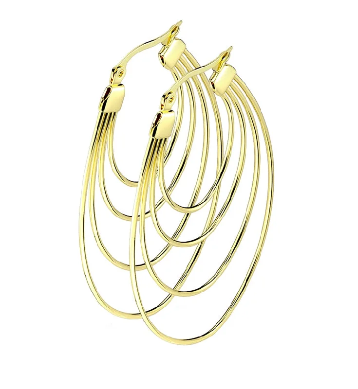 elegant silver stud earrings for everyday style -Gold PVD Multi Hoop Earrings