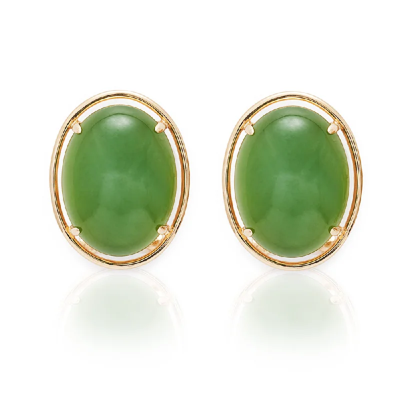 boho feather ear cuffs for a free-spirited style -Peninsula Earrings in Green Nephrite Jade