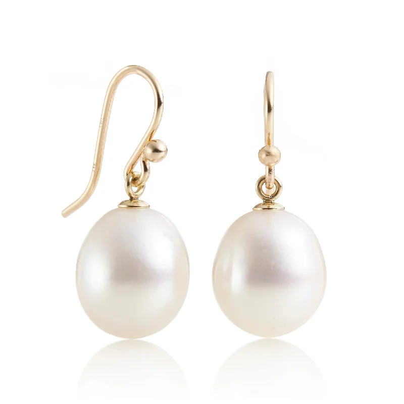 oversized gold earrings for modern sophistication -White Pearl Drop Earrings