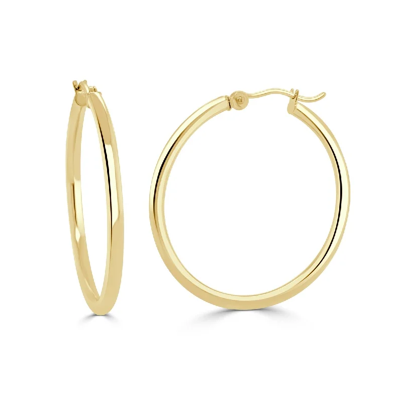 handmade clay earrings for an artistic touch -Joelle Gold Hoop Earrings 14K Yellow Gold 2x25mm