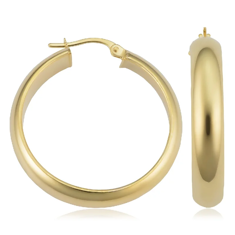 colorful resin earrings for playful charm -Joelle Gold Round Hoop Earrings 14K Yellow Gold 57 x 25 MM