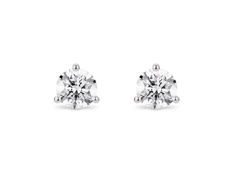 geometric stud earrings for modern sophistication -LIGHTBOX Lab-Grown Diamond 1.5ct twt Round Brilliant Solitaire Studs set in 14k gold