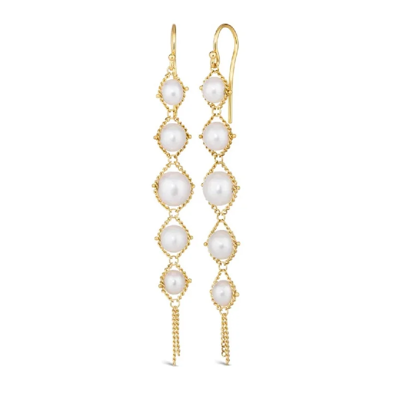 colorful crystal ear cuffs for a stylish look -Long Textile Pearl Earring