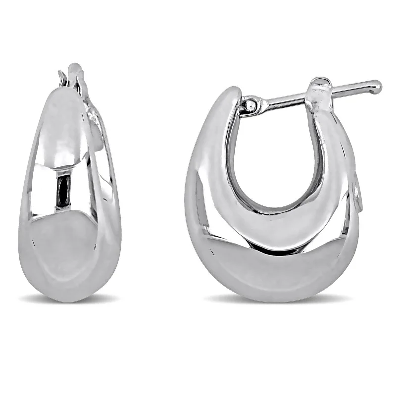 unique silver earrings for one-of-a-kind style -Miadora 16mm Hoop Earrings in 14K White Gold