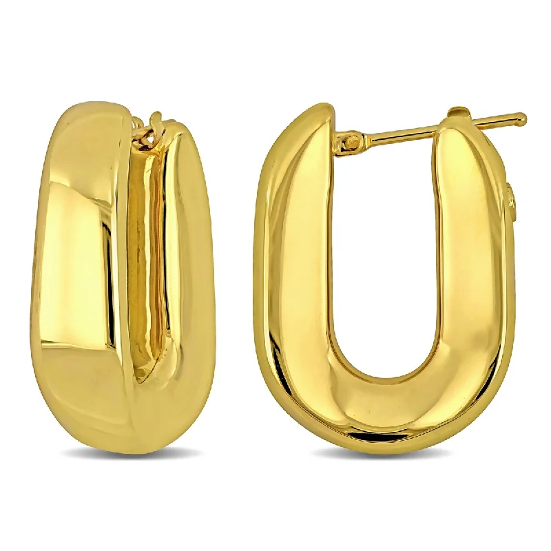 colorful gemstone studs for playful elegance -Miadora 26mm Square Oval Hoop Earrings in 14K Yellow Gold