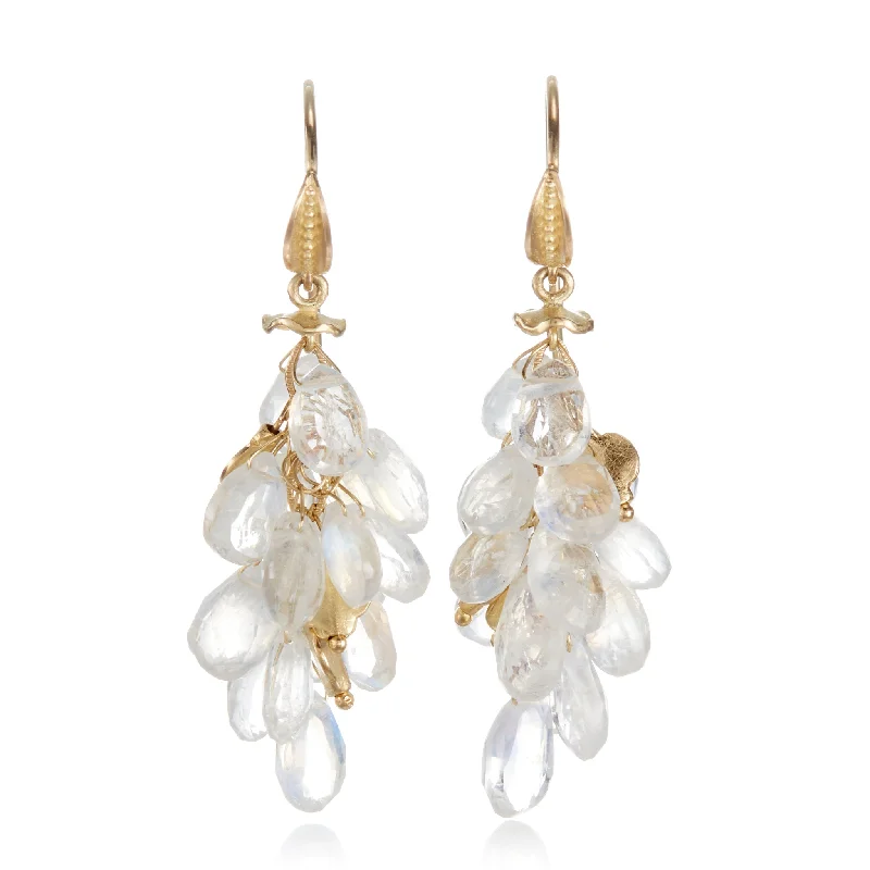 stylish gold thread earrings for an elegant touch -Moonstone Briolette Earrings