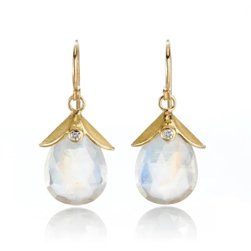 statement gold earrings for an elegant look -Pear-Shaped Moonstone Drop Earrings