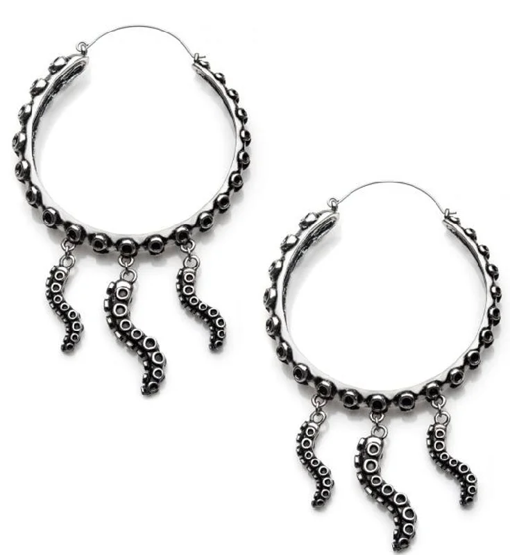 colorful crystal earrings for festive charm -Octopus Tentacles Plug Hoops