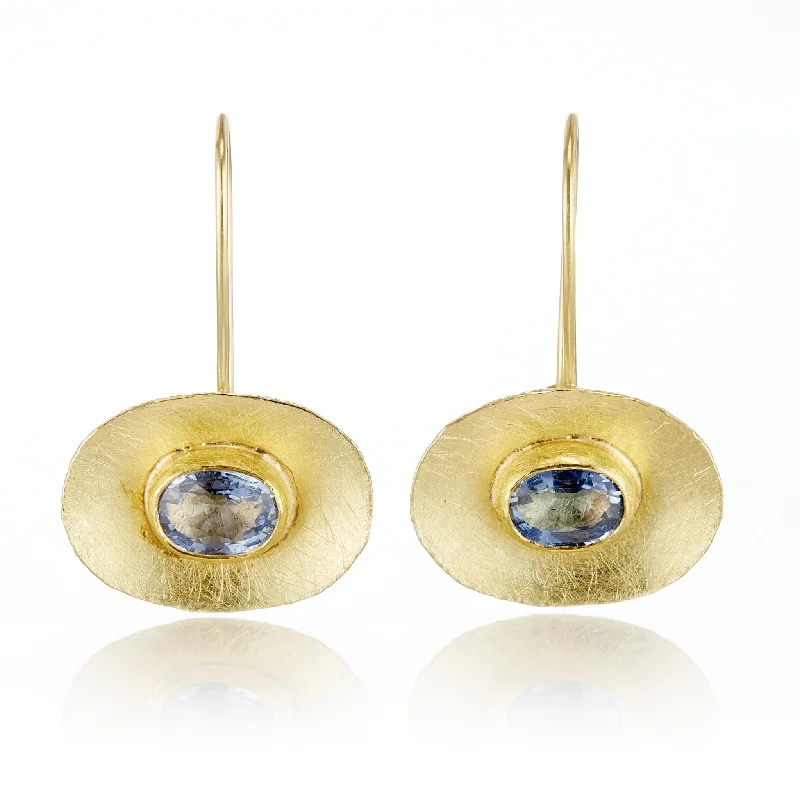 sparkling sapphire earrings for a luxurious touch -Gold & Sapphire Organic-Shaped Earrings