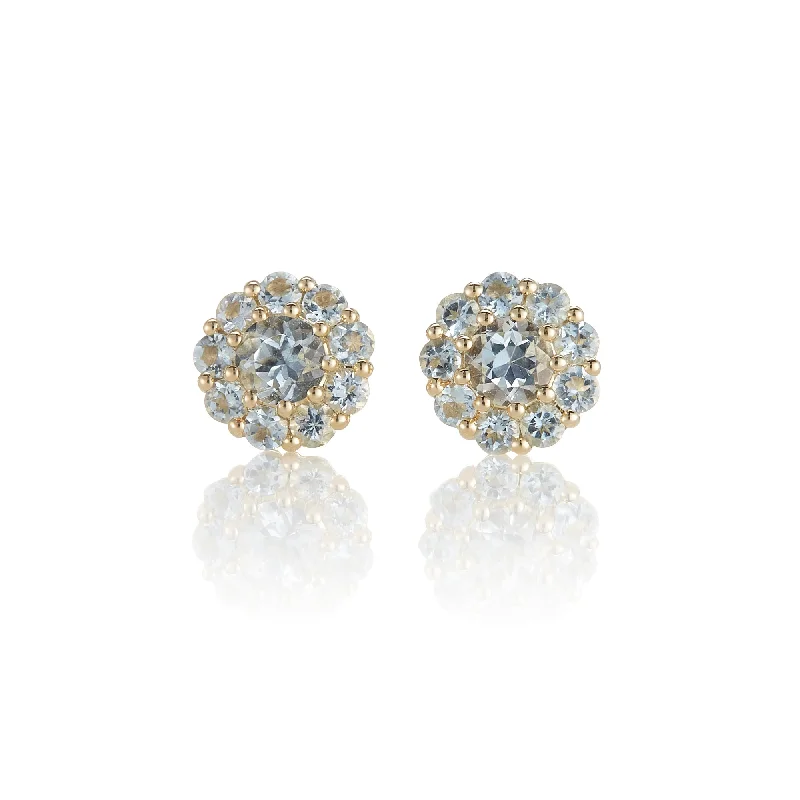 statement gemstone drop earrings for bold style -Floret Earrings in Aquamarine