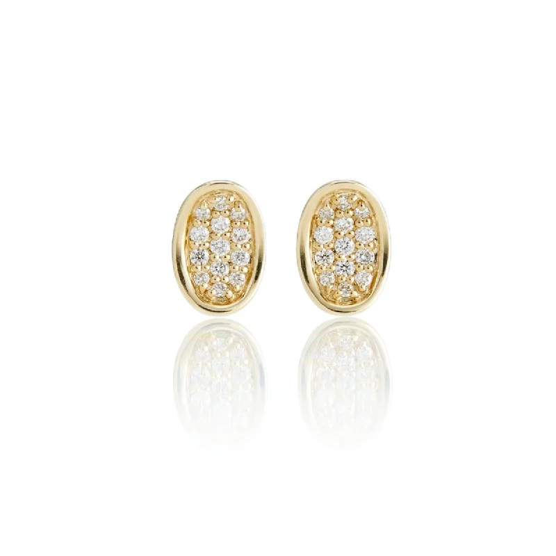 large resin earrings for a modern statement -Pavé Diamond Concave Oval Earrings