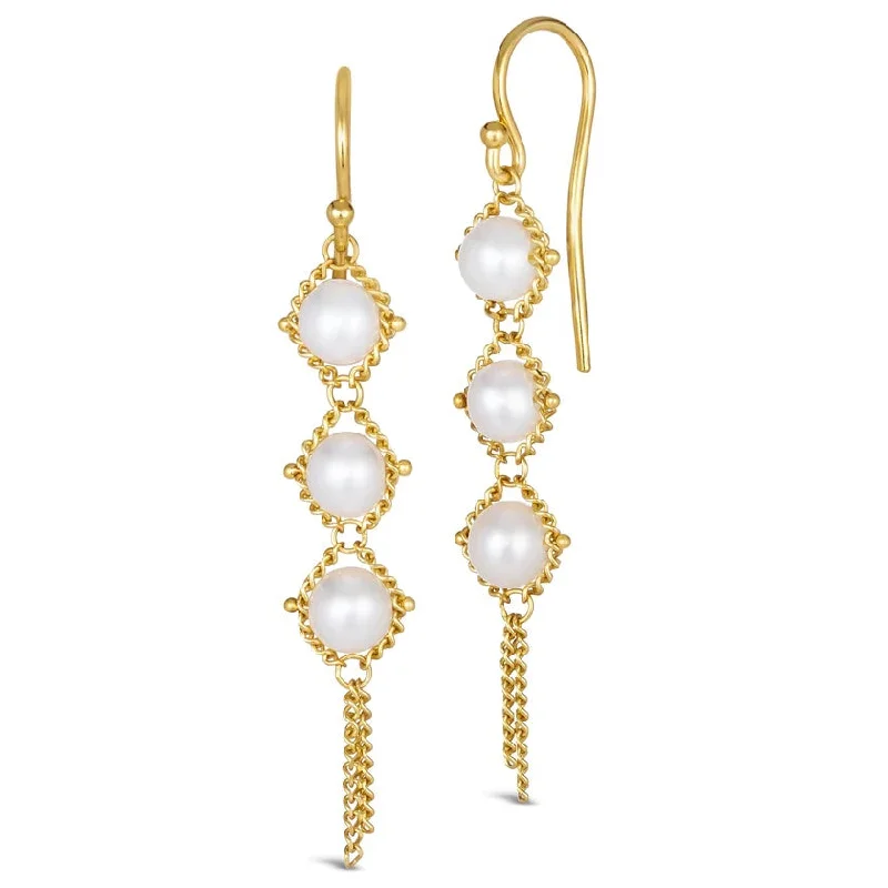 sparkling diamond earrings for luxurious beauty -Pearl Textile Trio Earrings