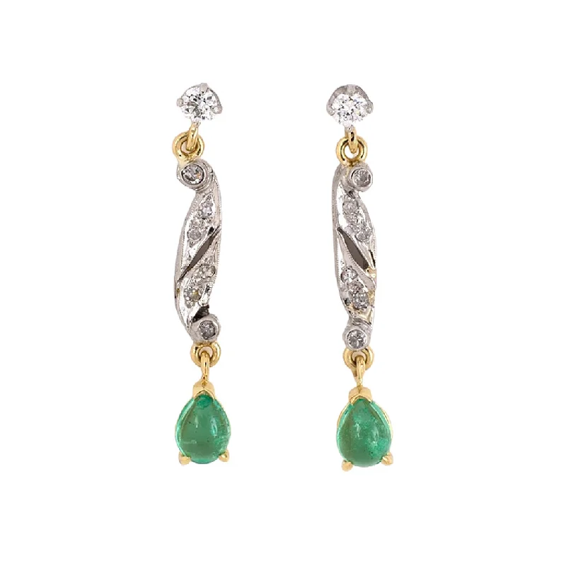 luxurious drop earrings for a polished finish -Diamond & Emerald Dangle Drop Earrings