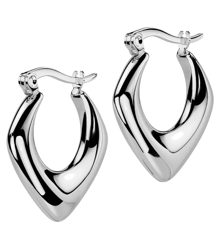 silver statement earrings for bold fashion -Apex Stainless Steel Hinged Hoop Earrings