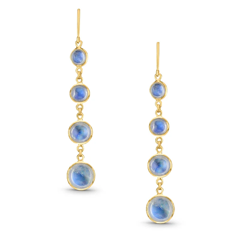 sparkling sapphire stud earrings for a regal touch -Rainbow Moonstone Oval Earring In 18K Yellow Gold