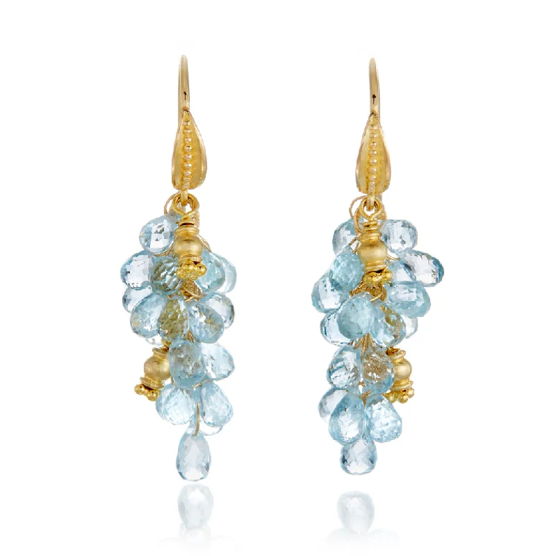 stunning silver earrings for refined beauty -Aquamarine Briolette Cluster Earrings