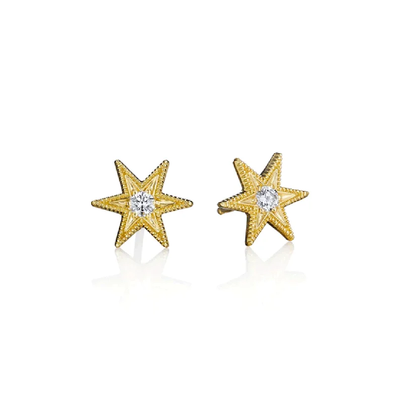 unique pearl earrings for elegant charm -Six Point Star Stud Earrings