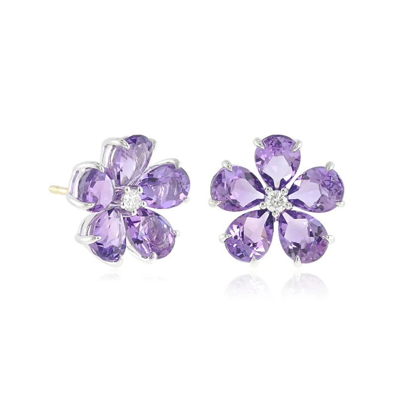 luxurious pearl stud earrings for a classic look -Forget-Me-Not Earrings in Amethyst & Diamonds