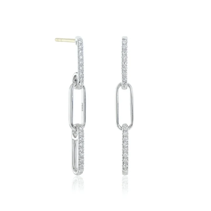 sparkling ear studs for chic glamour -Diamonds & Sterling Silver Link Earrings