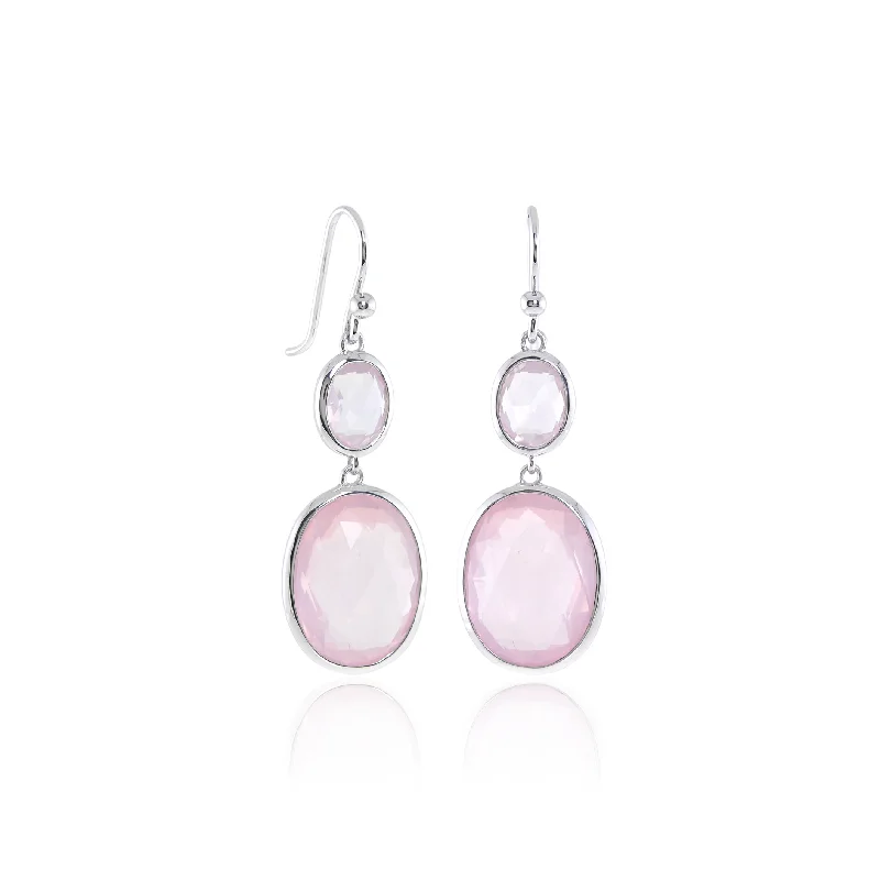 large floral earrings for a feminine look -Raindrop Earrings in Rose Quartz