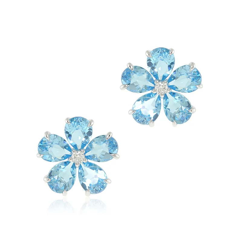 vibrant gemstone earrings for eye-catching beauty -Forget-Me-Not Earrings in Swiss Blue Topaz & Diamonds