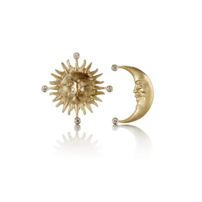 bold crystal earrings for a dramatic flair -Sunface & Crescent Moon Earrings