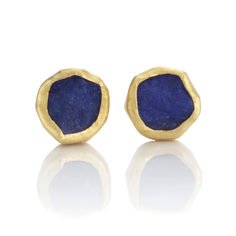 handmade resin earrings for unique beauty -Tiny Lapis Rough-Cut Earrings