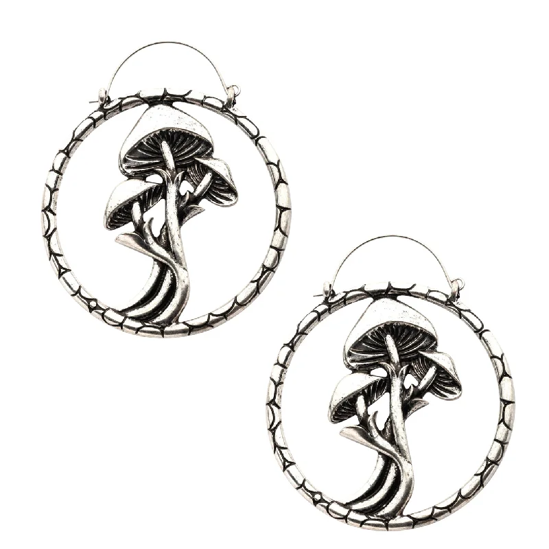 trendy geometric earrings for contemporary fashion -Triple Mushroom Stainless Steel Plug Hoops