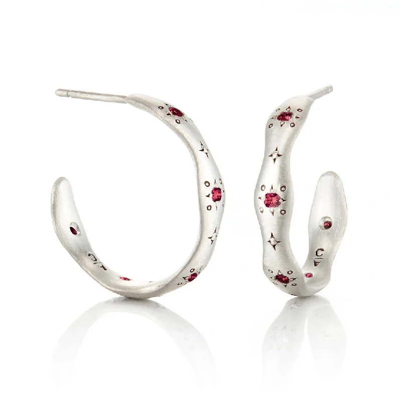 playful smiley face earrings for quirky fun -Ruby Wavy Hoop Earrings