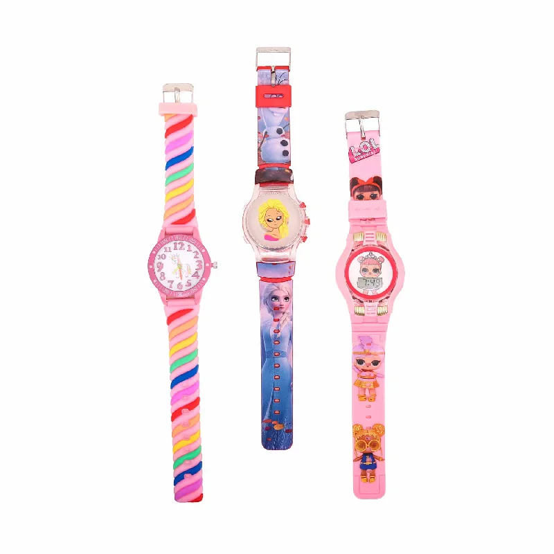 luxury watches with diamond details for women -3 Watch Set For Kids O30027