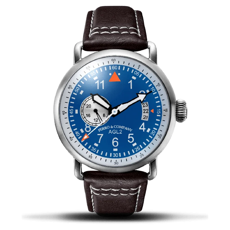 quartz watches for men with date function -AGL 2 Automatic 24H Blue