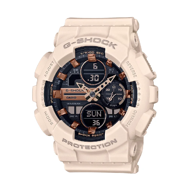 classic watches with leather bands for professional men -Casio G-Shock GMA-S140M-4ADR Black Analog-Digital Dial Pink Resin Strap Women's Watch Shock and 200M Water Resistant G1061