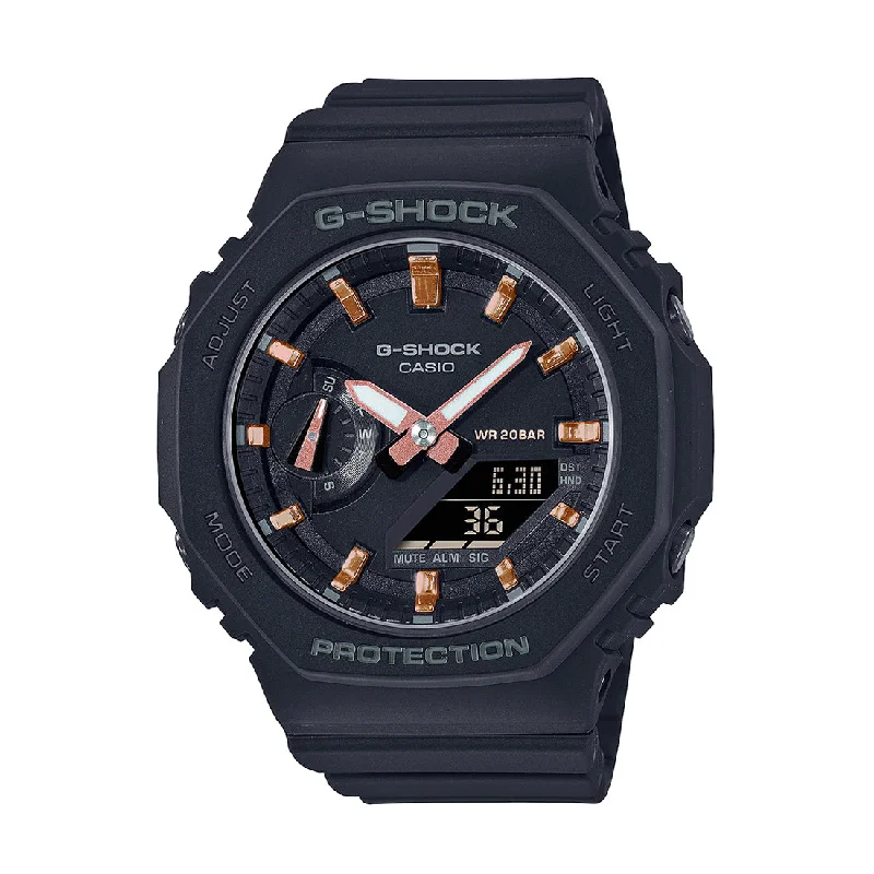 best smartwatches for tracking sleep and stress -Casio G-Shock GMA-S2100-1ADR Black Analog-Digital Dial Black Resin Strap Women's Watch Shock and 200M Water Resistant G1107