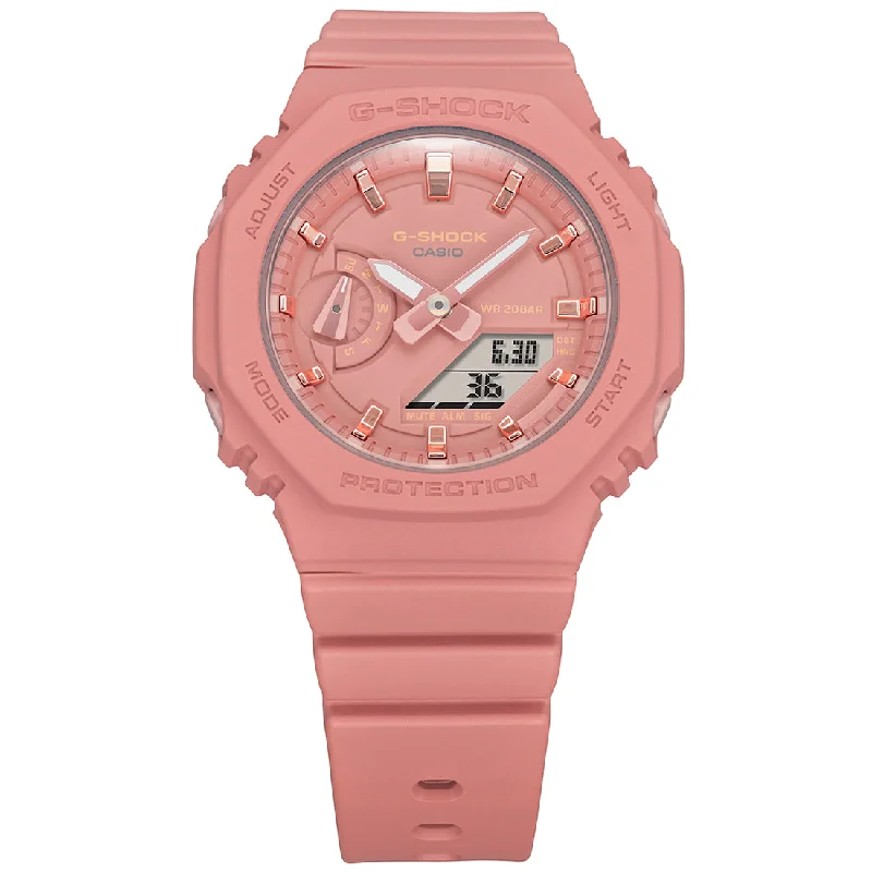 best diving watches with automatic movement for men -Casio G-Shock GMA-S2100-4ADR Pink Analog-Digital Dial Pink Resin Strap Women's Watch Shock and 200M Water Resistant G1108