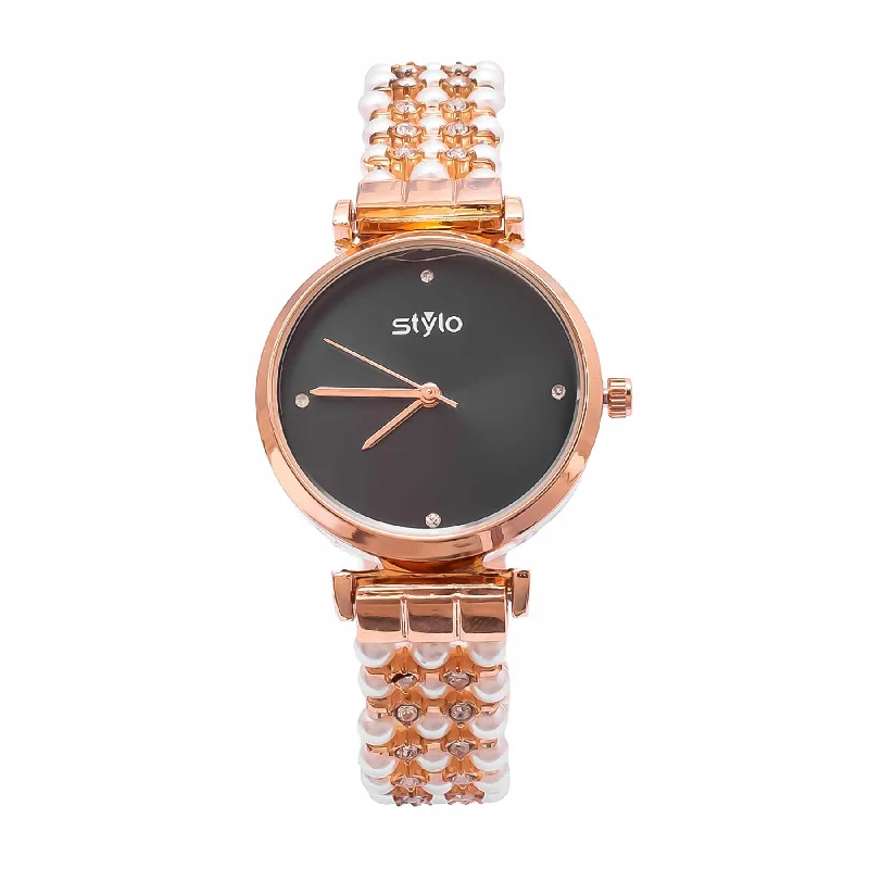 watches for women with adjustable mesh and leather straps -Copper Ladies Watch J33477