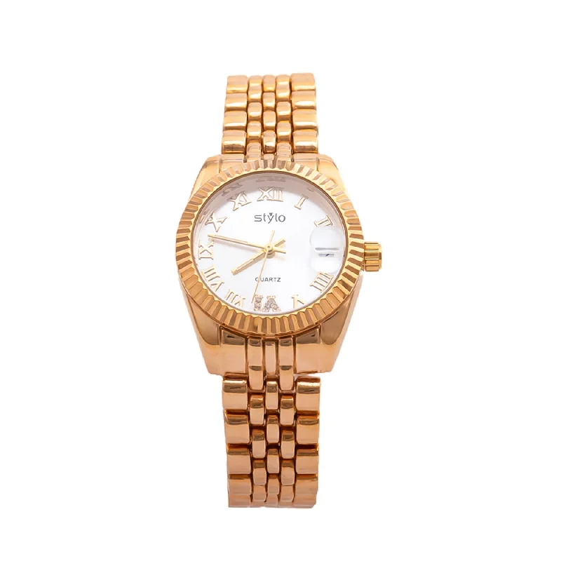 women’s watches with adjustable stainless steel bands -Golden Ladies Watch J33465