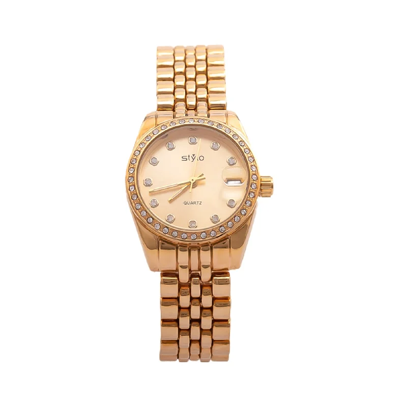 classic watches for men with date display and leather bands -Golden Ladies Watch J33467