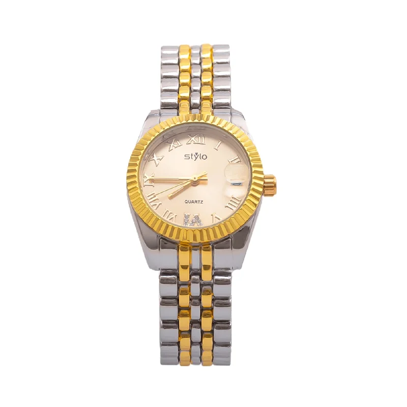 watches for men with digital and analog mixed dials -Two Tone Ladies Watch J33465