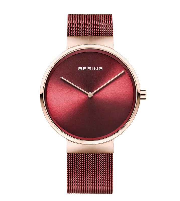 digital watches for men with advanced tracking features -Bering Classic  Red Dial Men 39mm