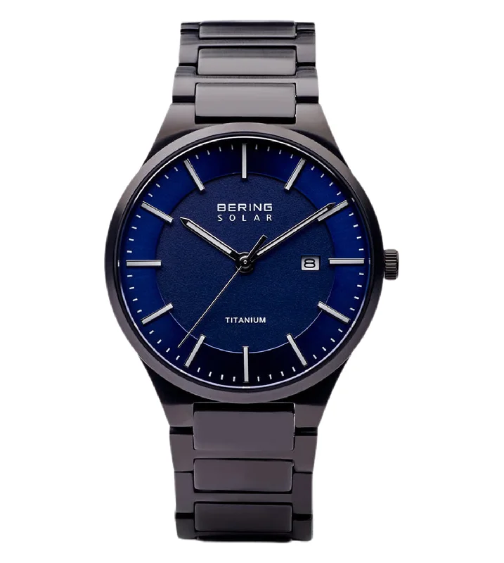 women’s watches with elegant design and soft leather straps -Bering Solar Blue Dial Men 39mm