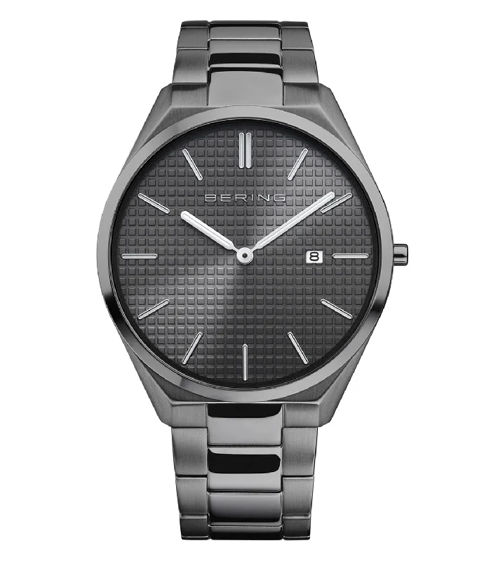 premium titanium watches for men with lightweight design -Bering Ultra Slim Grey Dial Men 40mm