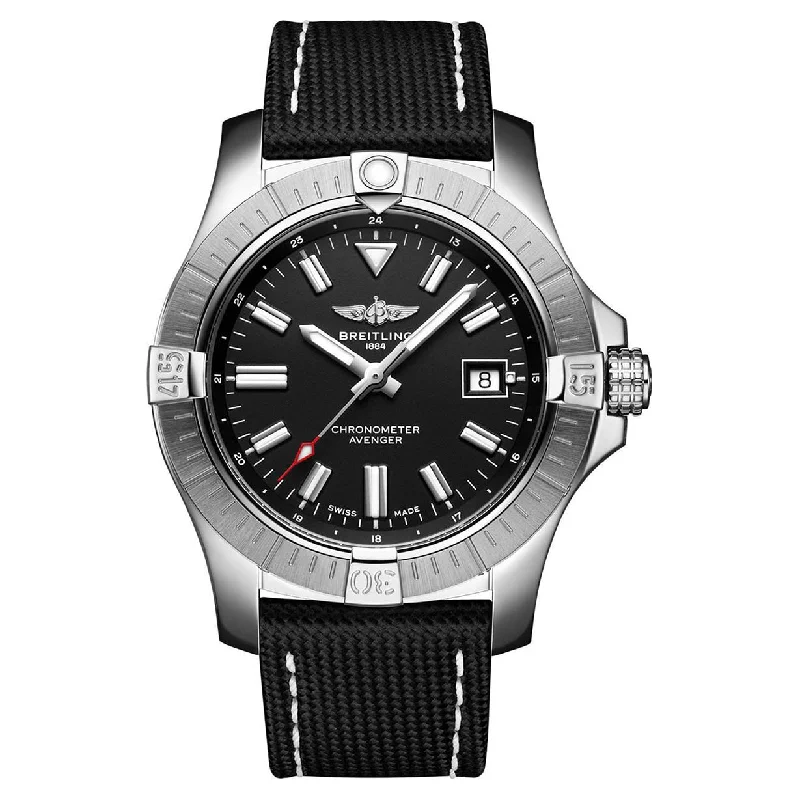 men’s watches with eco-friendly leather and rubber straps -Breitling Avenger Black Dial Men 43mm