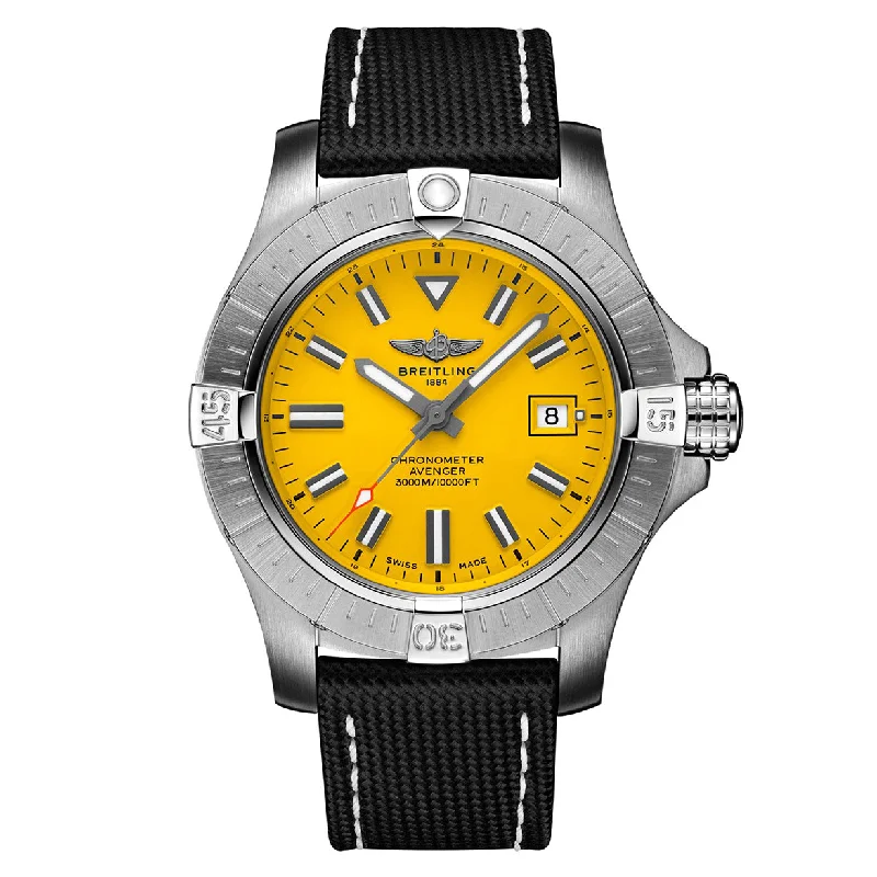 best diving watches with long battery life for men -Breitling Avenger Seawolf Yellow Dial Men 45mm