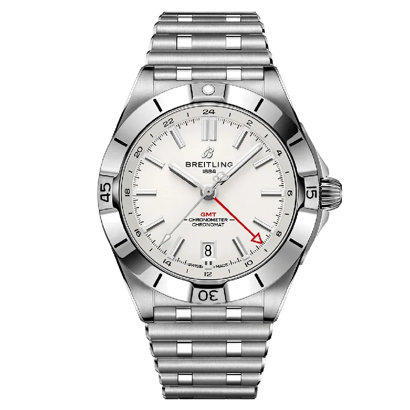 sporty watches for men with altimeter and barometer -Breitling Chronomat GMT White Dial Men 40mm